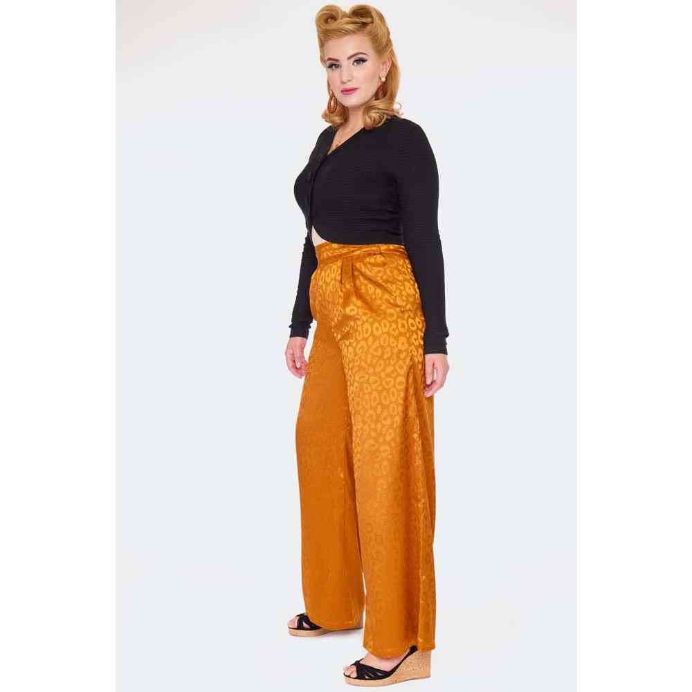 Voodoo Vixen - Leopard Pattern Weite Hose - Orange